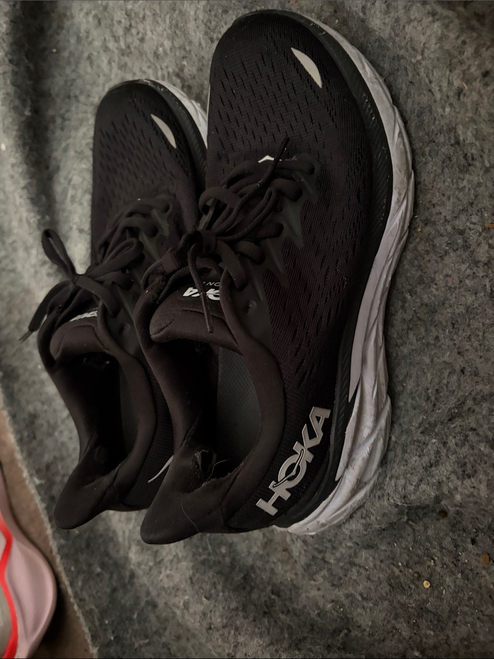 Hoka Black Athletic Sneakers with White Midsole